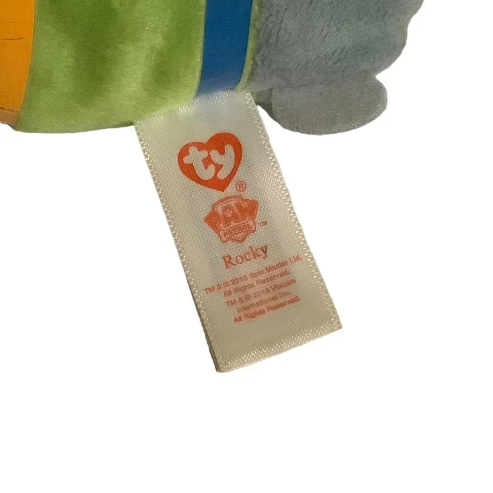 TY Paw Patrol Rocky The Recycling Puppy Dog Stuffed Plush Animal Toy 4‎ Inch